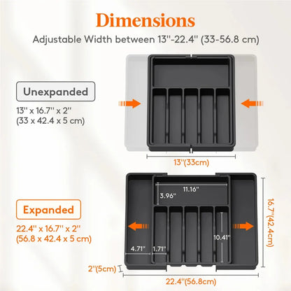 Plastic Storage Tray with 8 Compartments for Kitchen Drawer Organization
