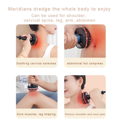 Heat-Enabled Electric Gua Sha Massager | Microcurrent Massage Brush for Back, Arms, Legs & Muscle Relief