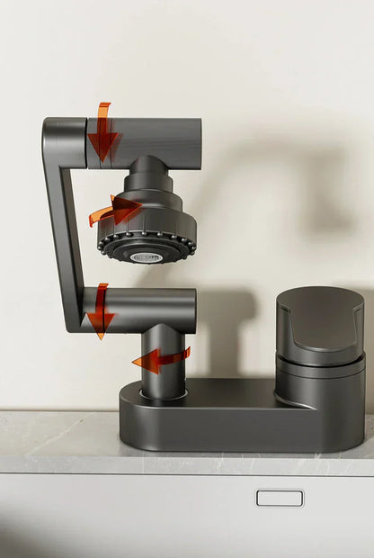 Two-Hole Basin Mixer Faucet with 360° Swivel for Hot and Cold Water