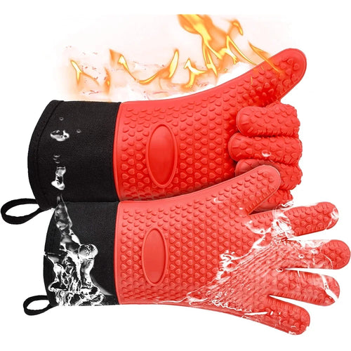Silicone Grill Gloves - Heat Resistant & Non-Slip with Cotton Lining - 260°C Protection