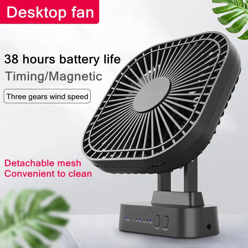 Compact Cordless Fan - 38 Hours Runtime, Flexible and Quiet