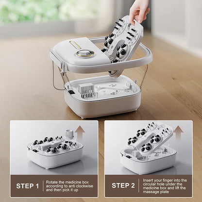 Foldable Foot Spa Massager with Heat, Bubbles, 4 Rollers & Timer