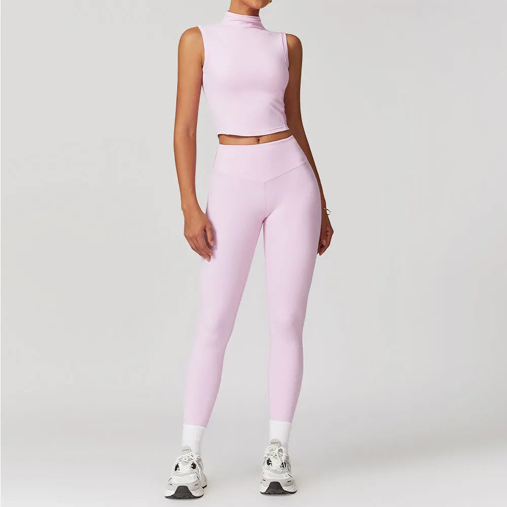Women's 2-Piece Workout Ensemble – Sports Bra and High-Waisted Leggings in Quick-Dry Stretch Material