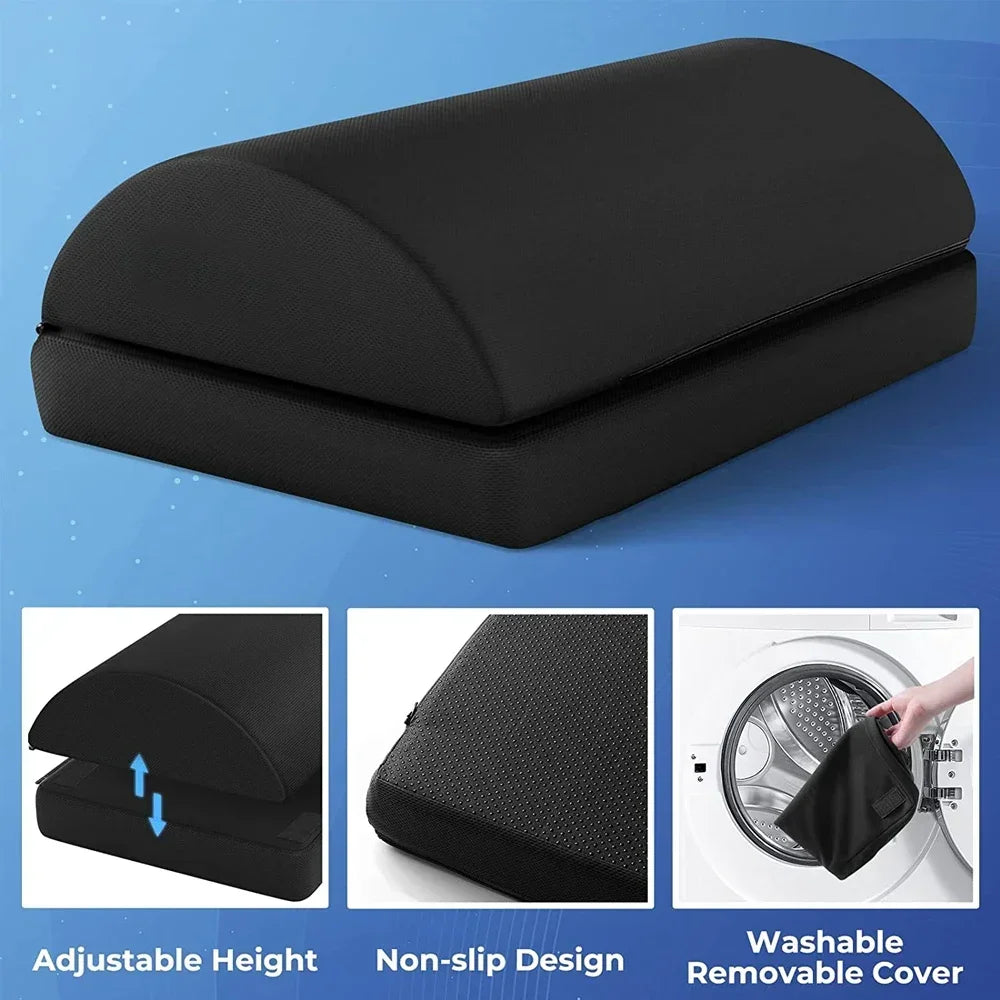 Under Desk Foot Rest with Memory Foam | Adjustable Heights and Non-Slip Base