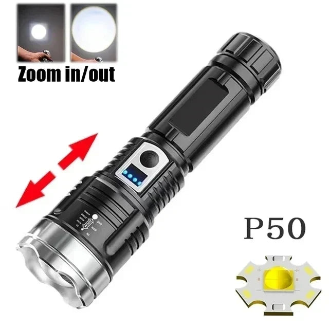 Ultra Bright Tactical LED Flashlight with Rechargeable Power Bank