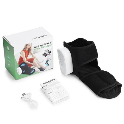 Rechargeable Foot and Ankle Wrap – Air Compression Massager with Heat, 3 Modes, 5 Intensities & Vibration Option