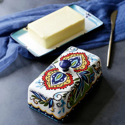 Tuscan Style Hand-Painted Butter Dish