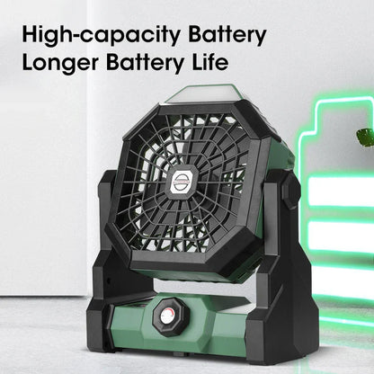 LED Camping Fan with 7800 mAh Rechargeable Battery and USB