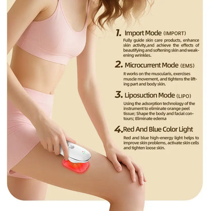 Microcurrent Suction Therapy Device with LED Light - Square & Round Cups, Auto-Off