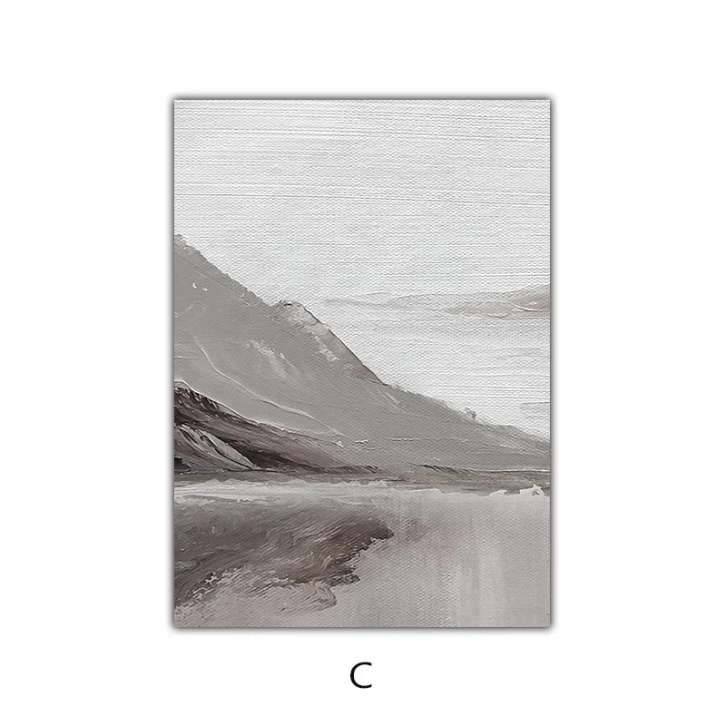 Serene Gray Mountain Canvas Art for Modern Living Spaces