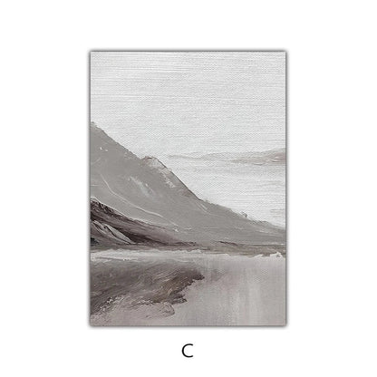 Serene Gray Mountain Canvas Art for Modern Living Spaces