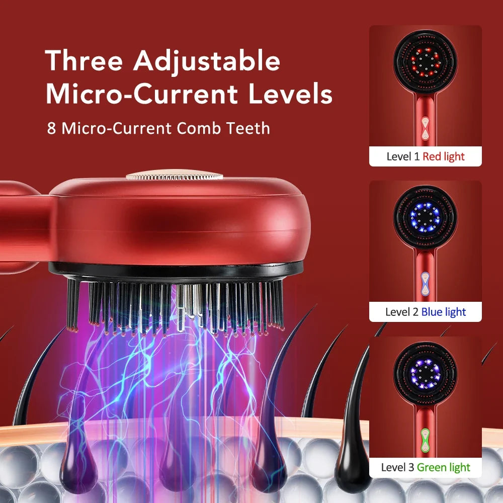 Scalp Comb Massager with 660nm LED Light | 3 EMS Levels, RGB Modes, 6ml Oil Applicator & USB-C