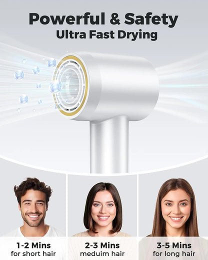 Lightweight Ionic Hair Dryer with 200 Million Negative Ions, 16 Settings, LED & Smart Temperature Control, 110,000 RPM