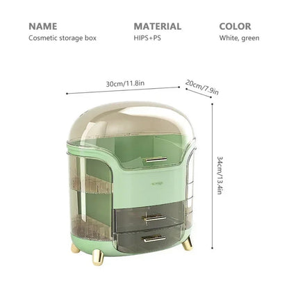 Transparent Makeup Storage Organizer with Sliding Doors and Drawers