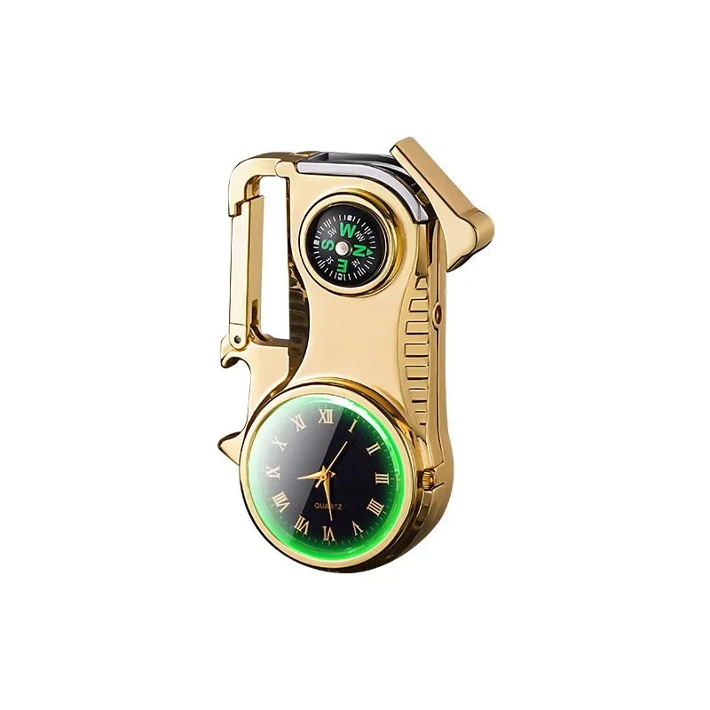Keychain Lighter with Compass and Windproof Butane - 4-in-1 Metal Tool