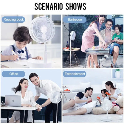 Portable Folding Fan with 7200mAh Rechargeable Battery – Low Noise, 4 Speeds