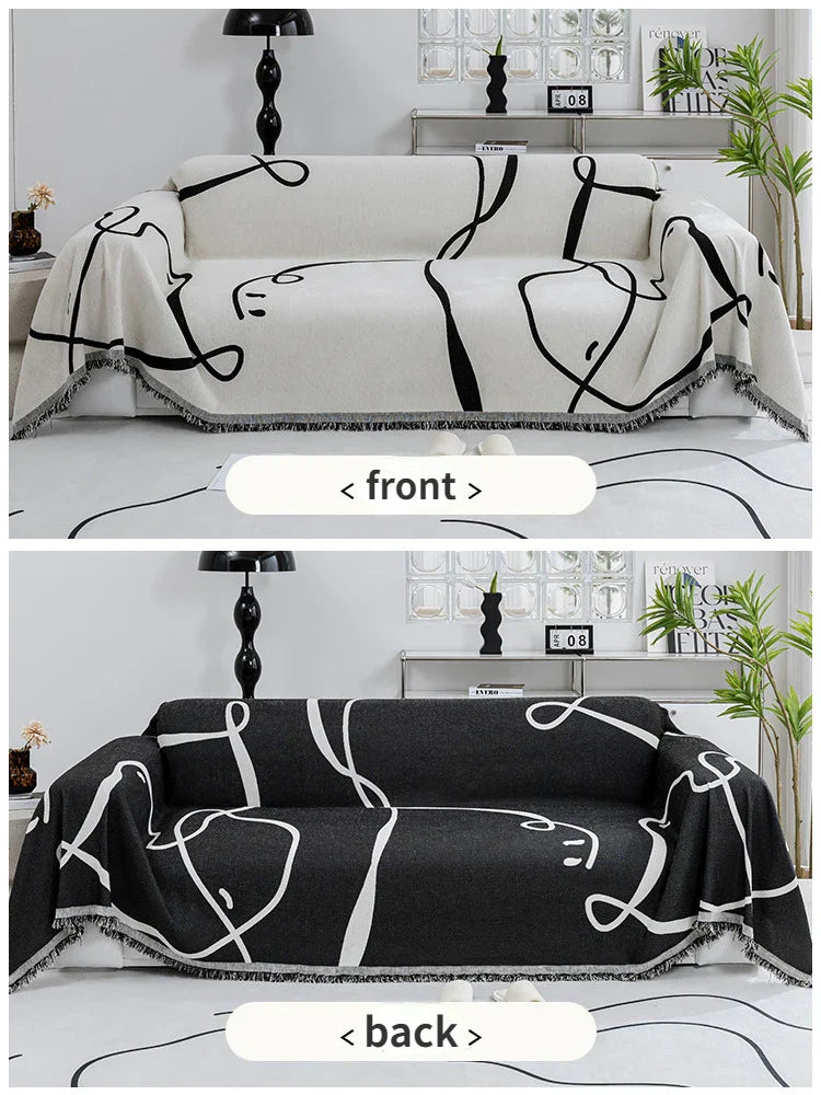 Chenille Sofa Cover Set in Black – Dust Resistant, Soft, and Versatile