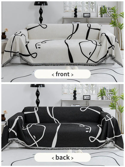 Chenille Sofa Cover Set in Black – Dust Resistant, Soft, and Versatile