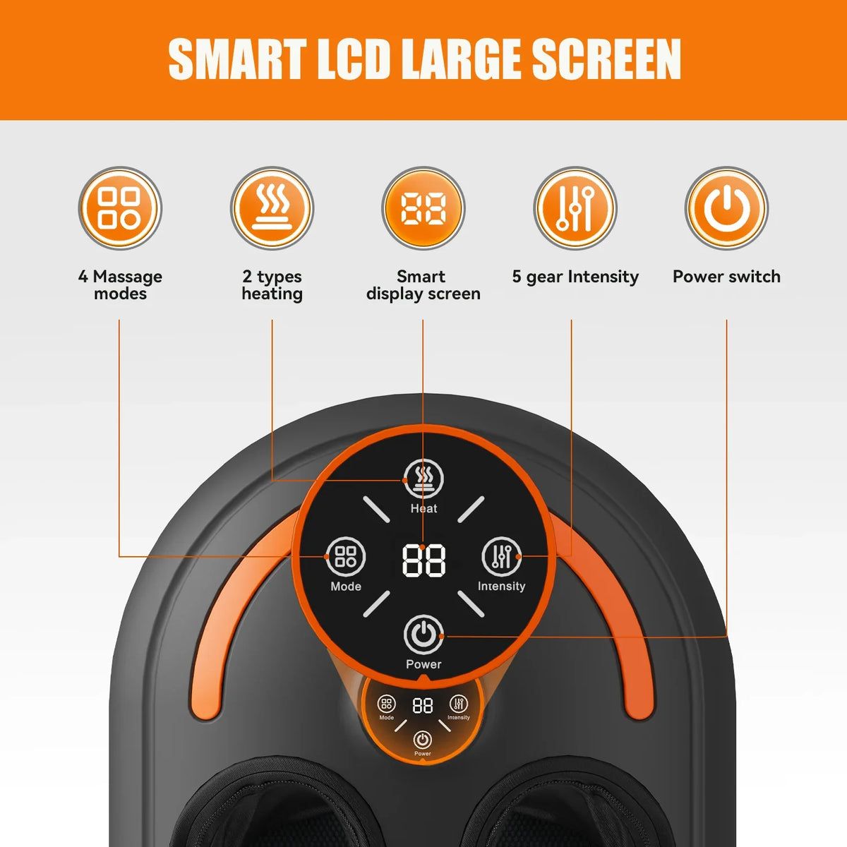 Foot Massager with Heat and Air Compression – 4 Settings, 5 Levels, Vibration, LCD Screen & Remote Control