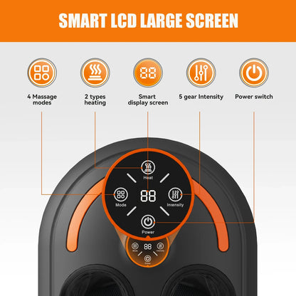 Foot Massager with Heat and Air Compression – 4 Settings, 5 Levels, Vibration, LCD Screen & Remote Control