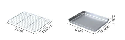 Stainless Steel Baking Tray with Wire Rack – Cake Baking, BBQ Pan, Oven Brownie Rack, Cooking, Roasting, and Grilling Tool