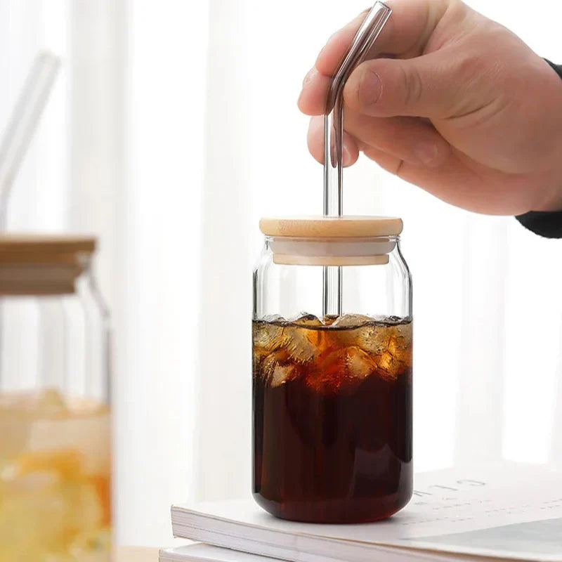 Eco-Friendly Glass Container with Bamboo Lid for On-the-Go Use