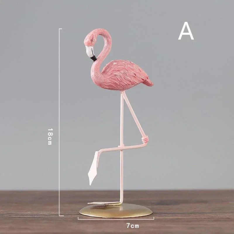 Cartoon Flamingo Figurine – Resin Ornament for Home and Office Decoration