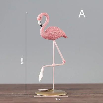 Cartoon Flamingo Figurine – Resin Ornament for Home and Office Decoration