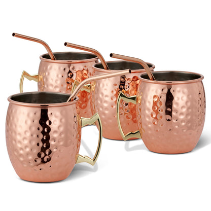 Set of Cocktail Mugs and Straws in Stainless Steel
