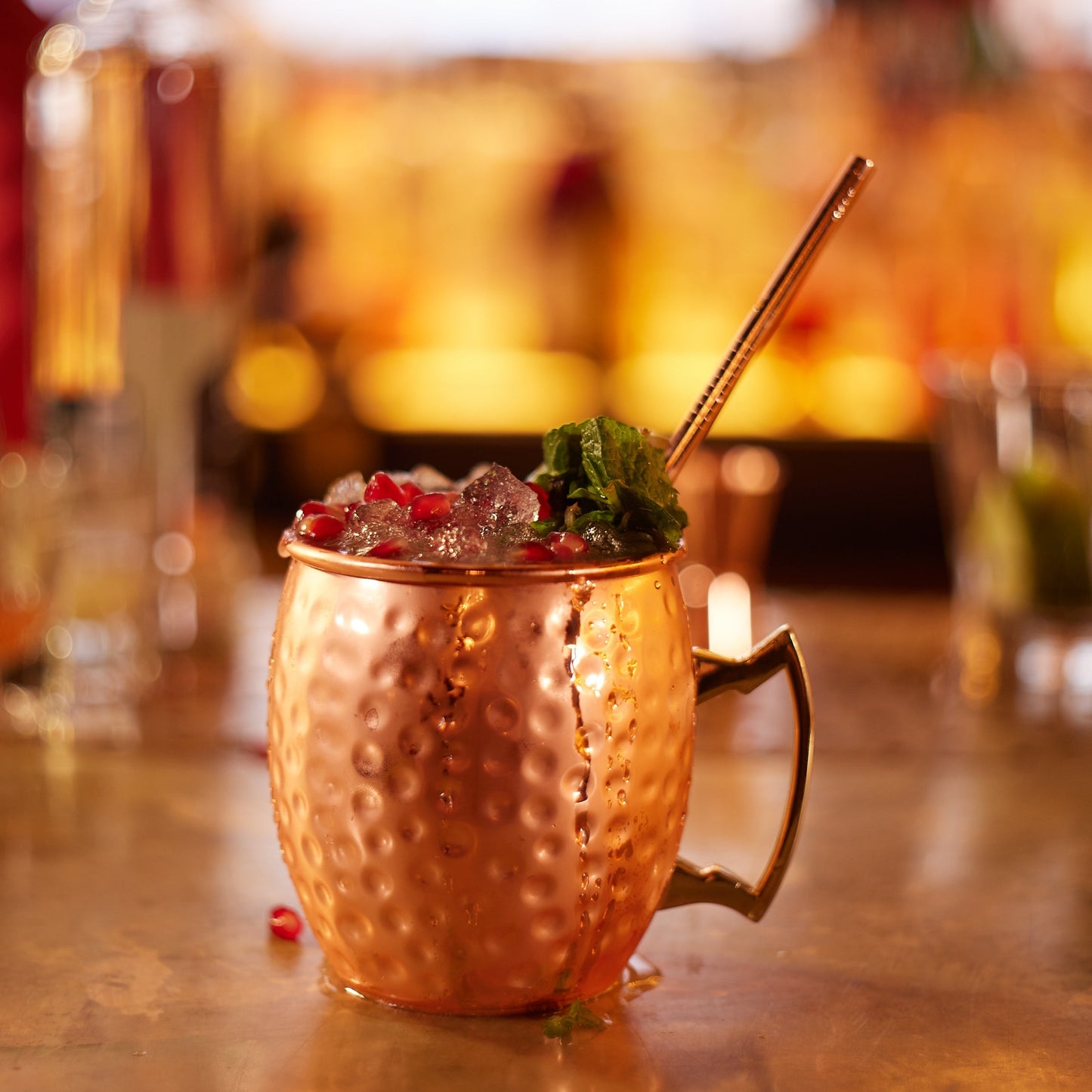 Set of Cocktail Mugs and Straws in Stainless Steel