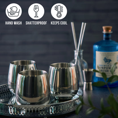 Silver Tumblers Made of Stainless Steel with Included Straws