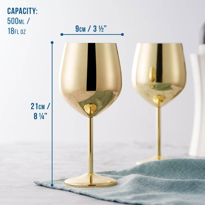 Gold Wine Glasses Made of Stainless Steel