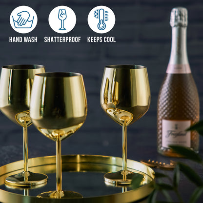 Gold Wine Glasses Made of Stainless Steel
