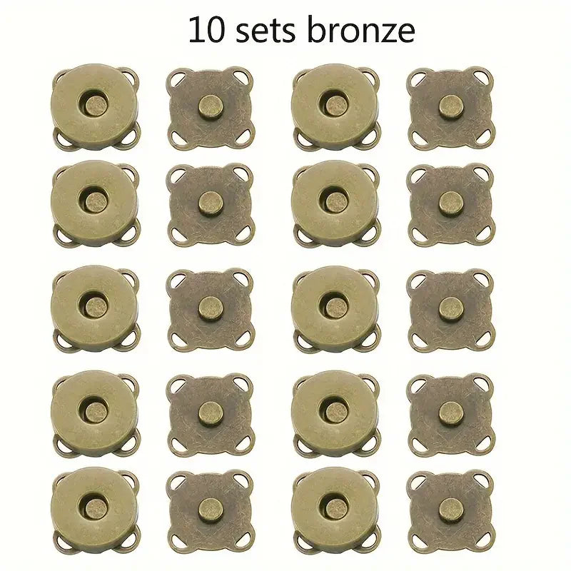 Magnetic Snap Button Set 1.4 cm | Metal Flower Design | 10 Pack for Sewing