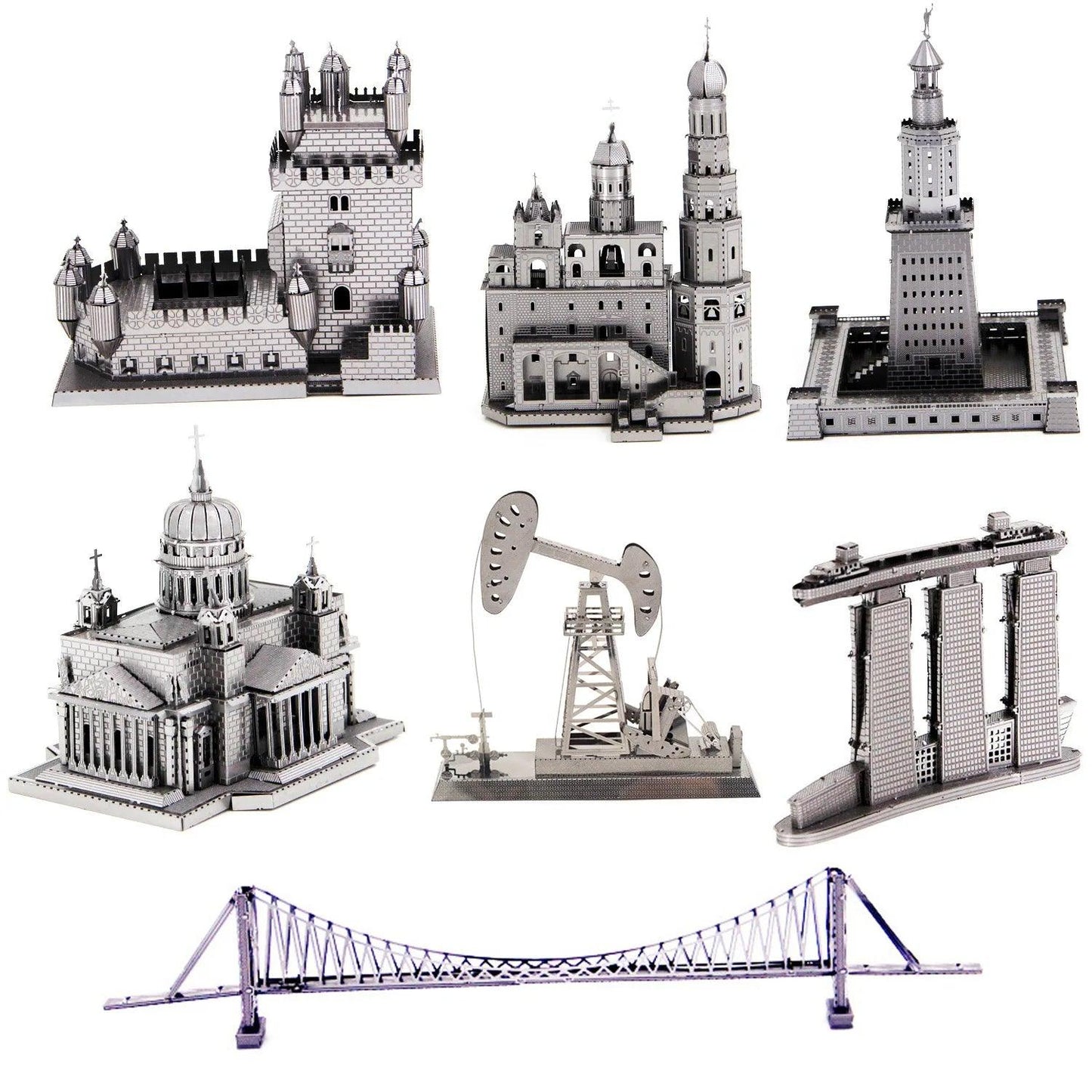 3D Metal Puzzle Set of Global Landmarks: Build and Discover Famous Structures