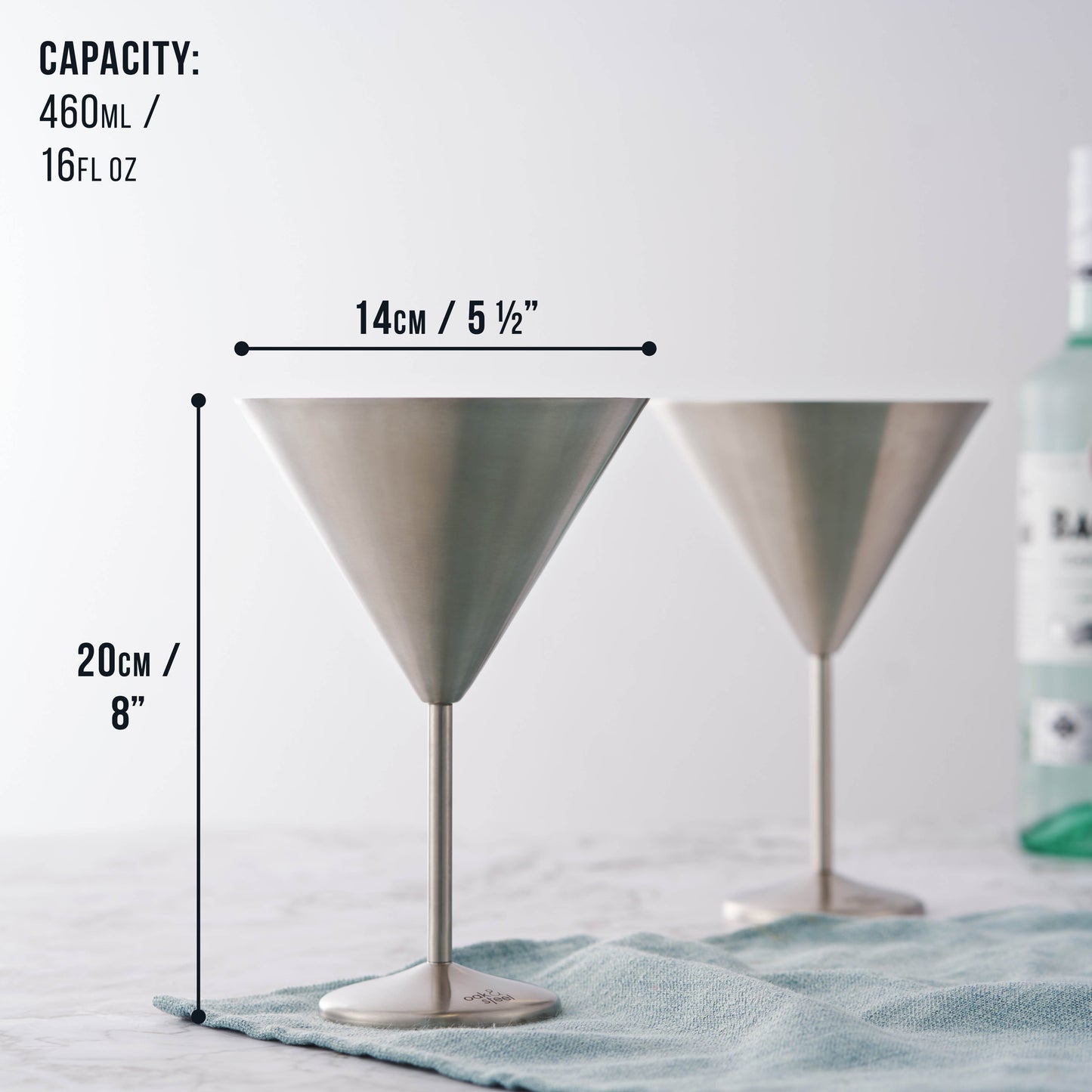 Matte Silver Martini Glasses in Stainless Steel