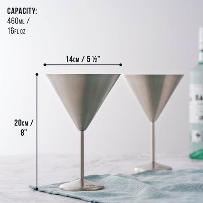 Matte Silver Martini Glasses in Stainless Steel