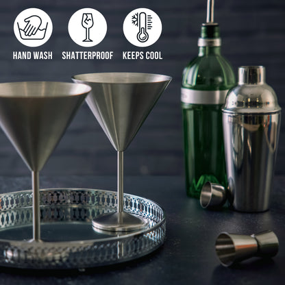Matte Silver Martini Glasses in Stainless Steel