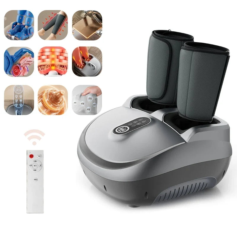 Foot and Calf Massager with Heat, Air Compression, 5 Settings, LCD Display & Washable Cover