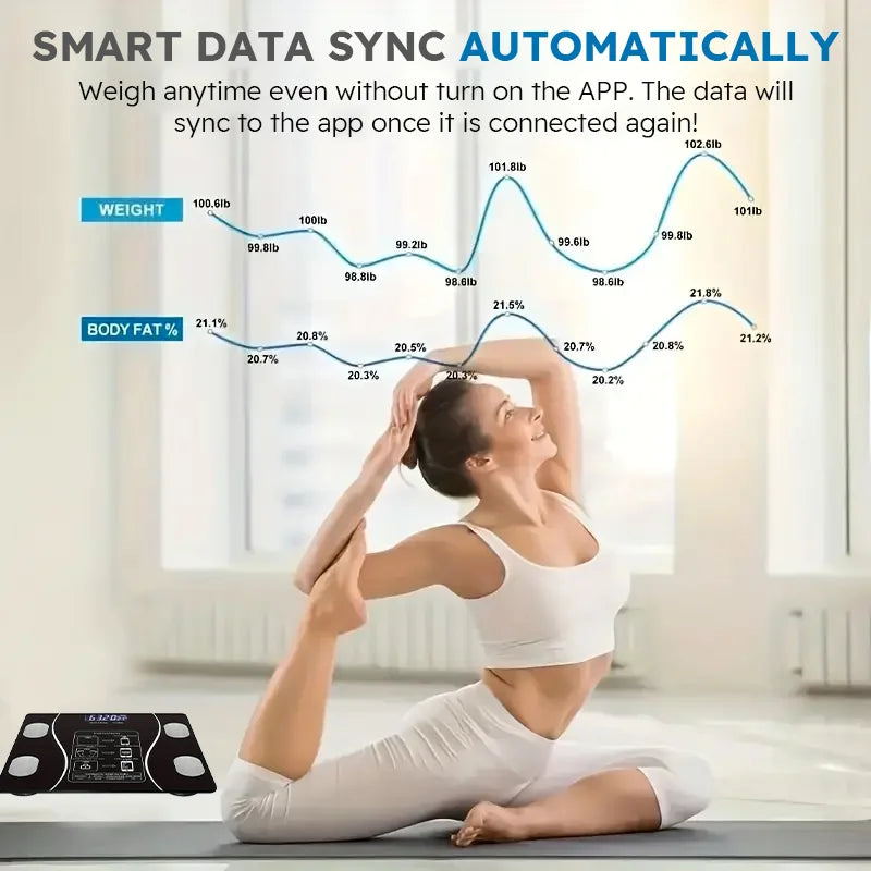 Bluetooth Digital Bathroom Scale with LED Display – Body Fat & Weight Tracker