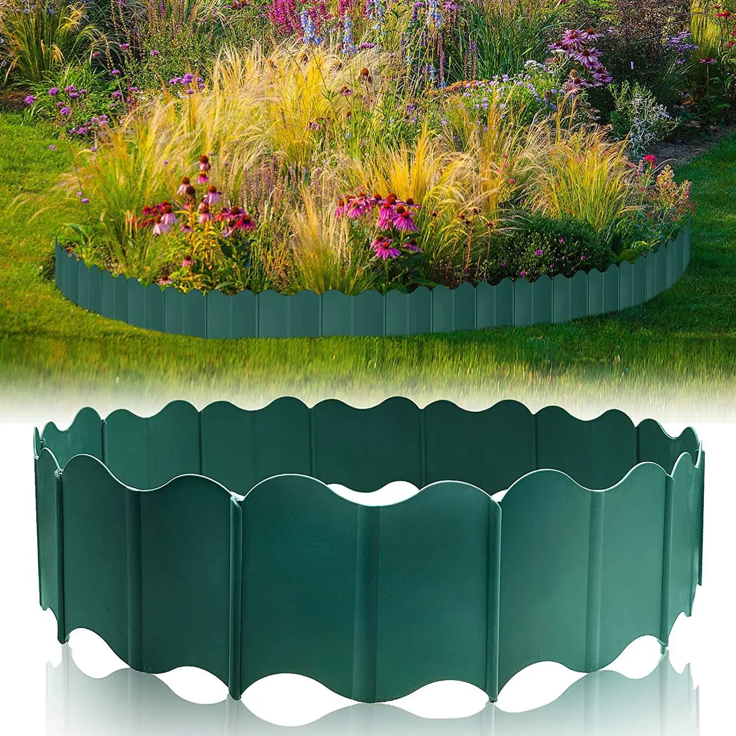 Flexible Garden Bed Plastic Edging System | Easy Installation | 15 × 14 cm