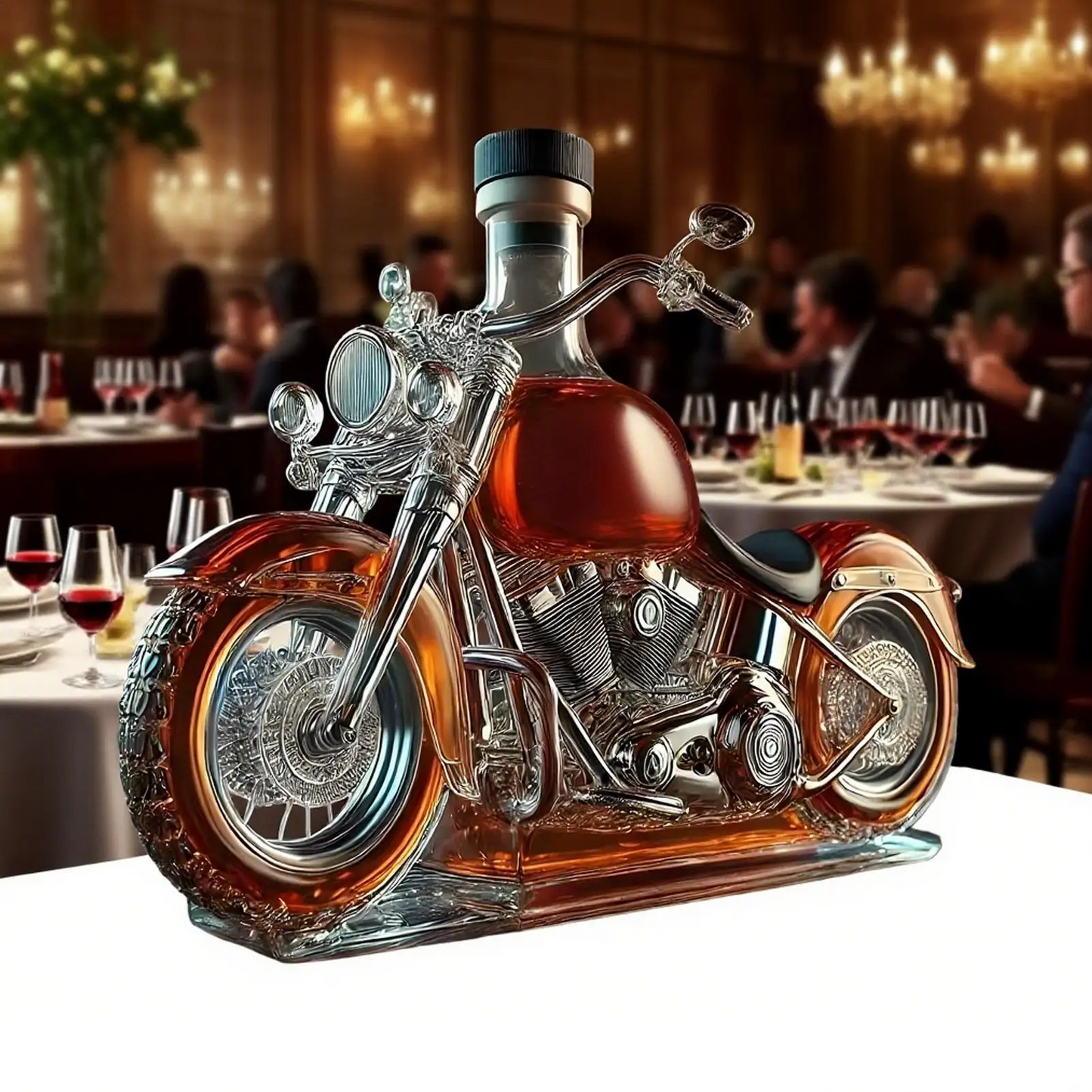 Motorcycle-Shaped Whiskey Decanter for Home Bar Decor