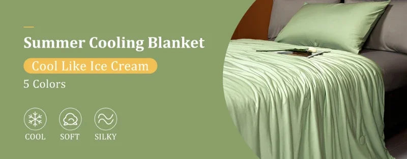 Cooling Blanket for Summer — Lightweight Ice Silk Comforter, Twin/King Size