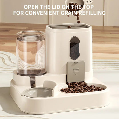 Automatic Food and Water Dispenser for Pets – 2-in-1 System with Stainless Steel Bowls and Non-Slip Feet – Suitable for Cats and Small Dogs