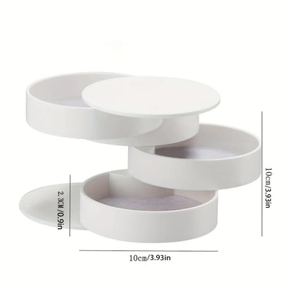 Rotating Jewelry Organizer with 5 Layers - Dust-Proof Compact Storage for Accessories