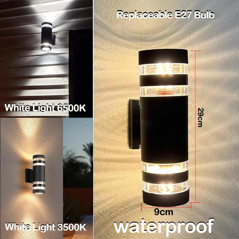 Outdoor Wall Light with Up & Down Illumination | E27 Socket | IP65 Weatherproof | 25×10×8 cm