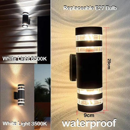 Outdoor Wall Light with Up & Down Illumination | E27 Socket | IP65 Weatherproof | 25×10×8 cm