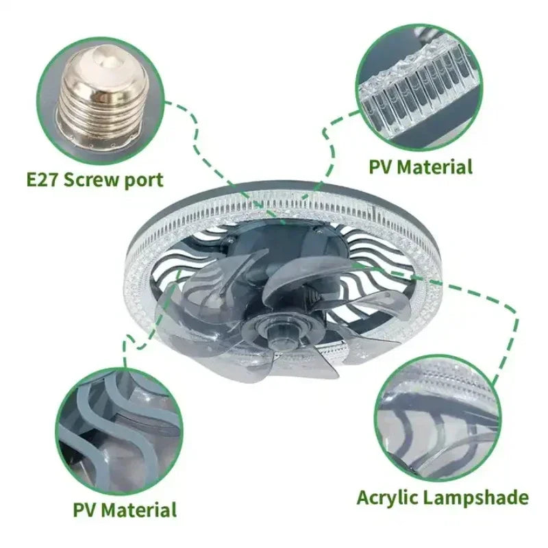 Elegant Fan Lamp with Remote Control - 3-in-1 Noise-Free Design