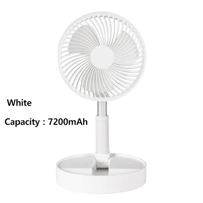 Portable Folding Fan with 7200mAh Rechargeable Battery – Low Noise, 4 Speeds