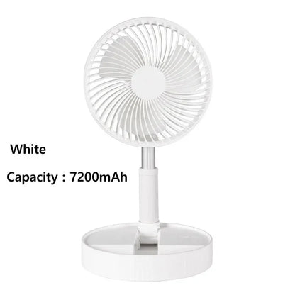 Portable Folding Fan with 7200mAh Rechargeable Battery – Low Noise, 4 Speeds